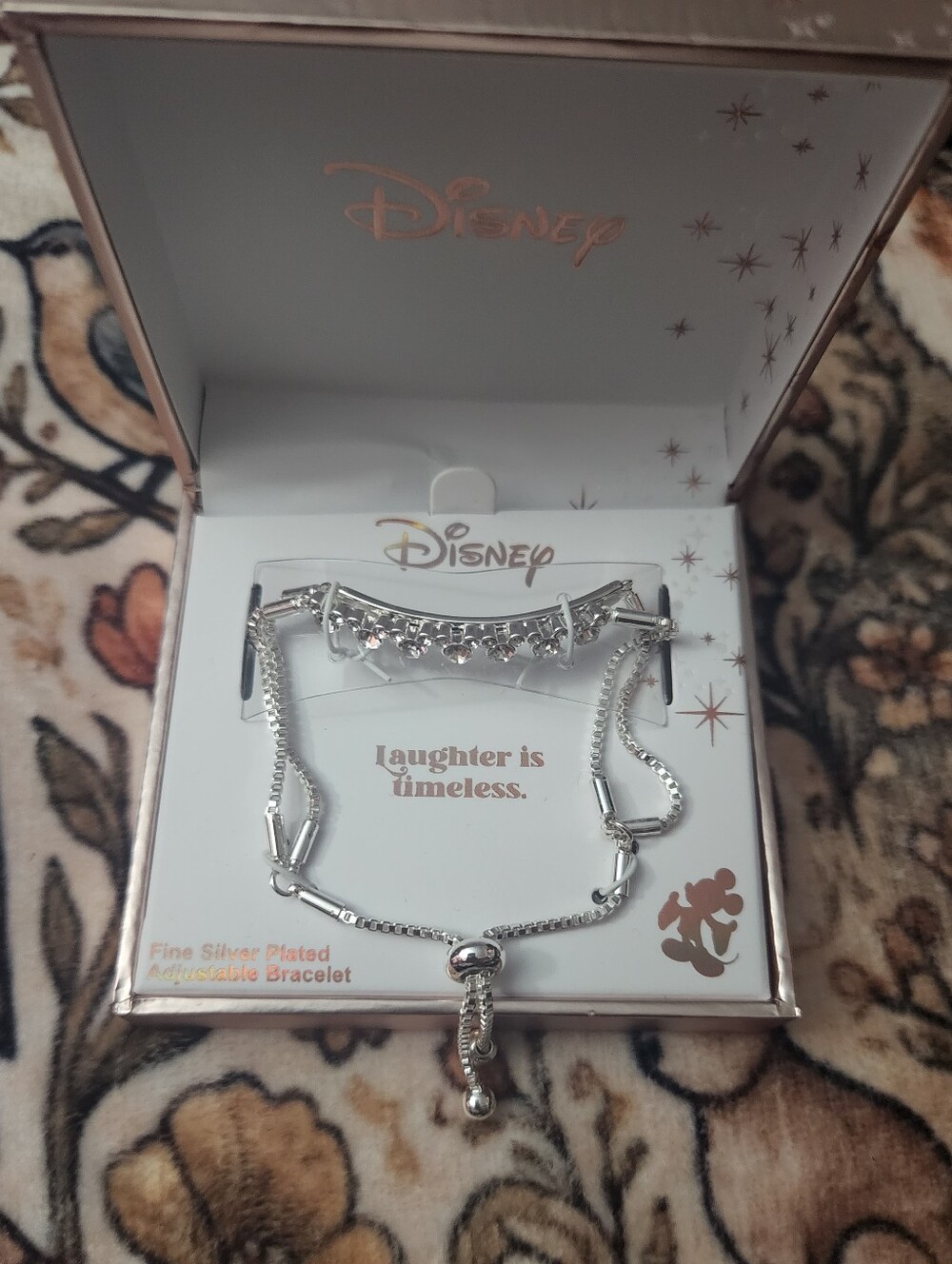 NWT Disney Classics Crystal Mickey Mouse Laughter Is Timeless Bracelet
